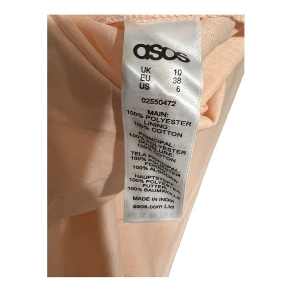 ASOS Open Back A-Line Gown Elegant Peach Chiffon Sleeveless V-Neck Maxi Dress 6 - Picture 7 of 10